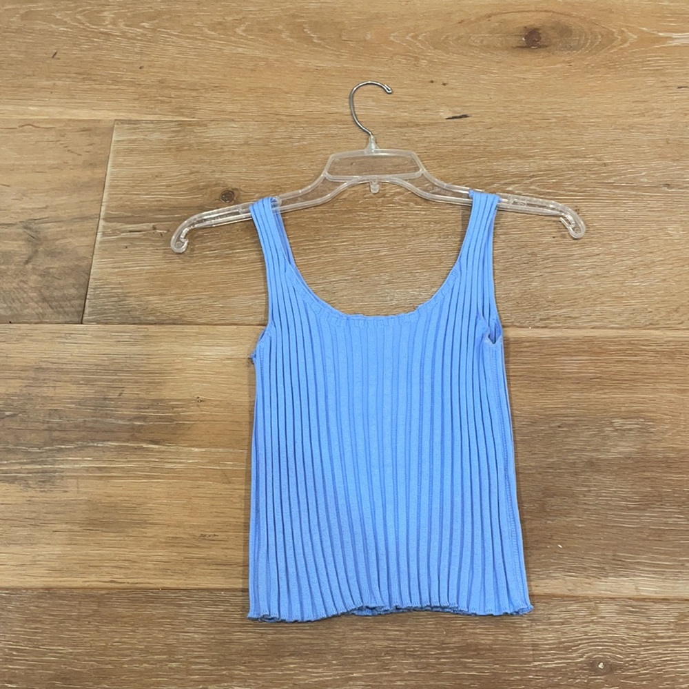 Light Blue Ribbed Tank Top - Picture 3 of 3